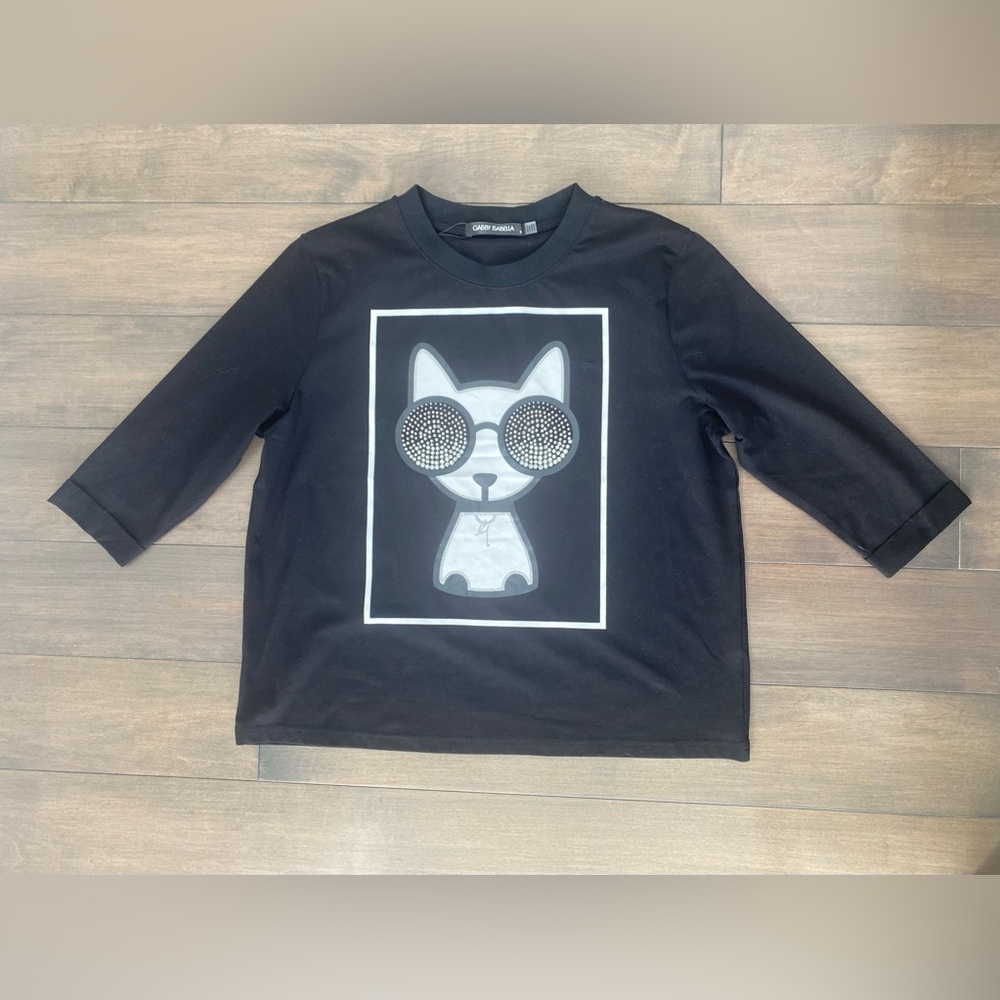 Gabby Isabella Black and White Cat tee. Woman’s size small/ brand new with tags - Picture 6 of 14